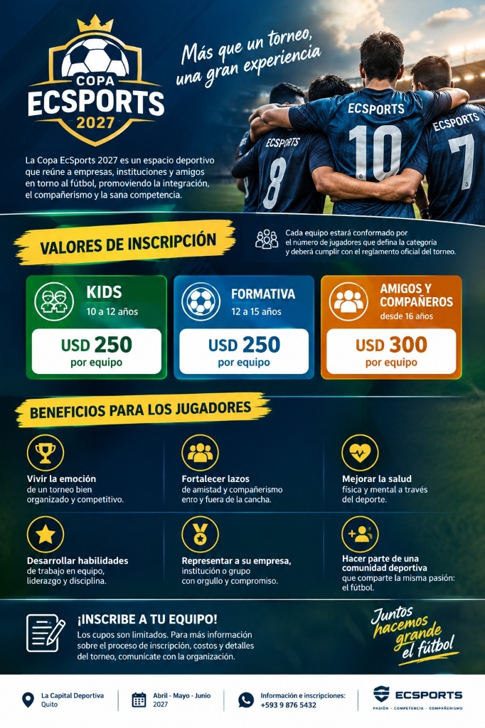 Afiche Oficial de Inscripciones y Valores Copa EcSports 2027